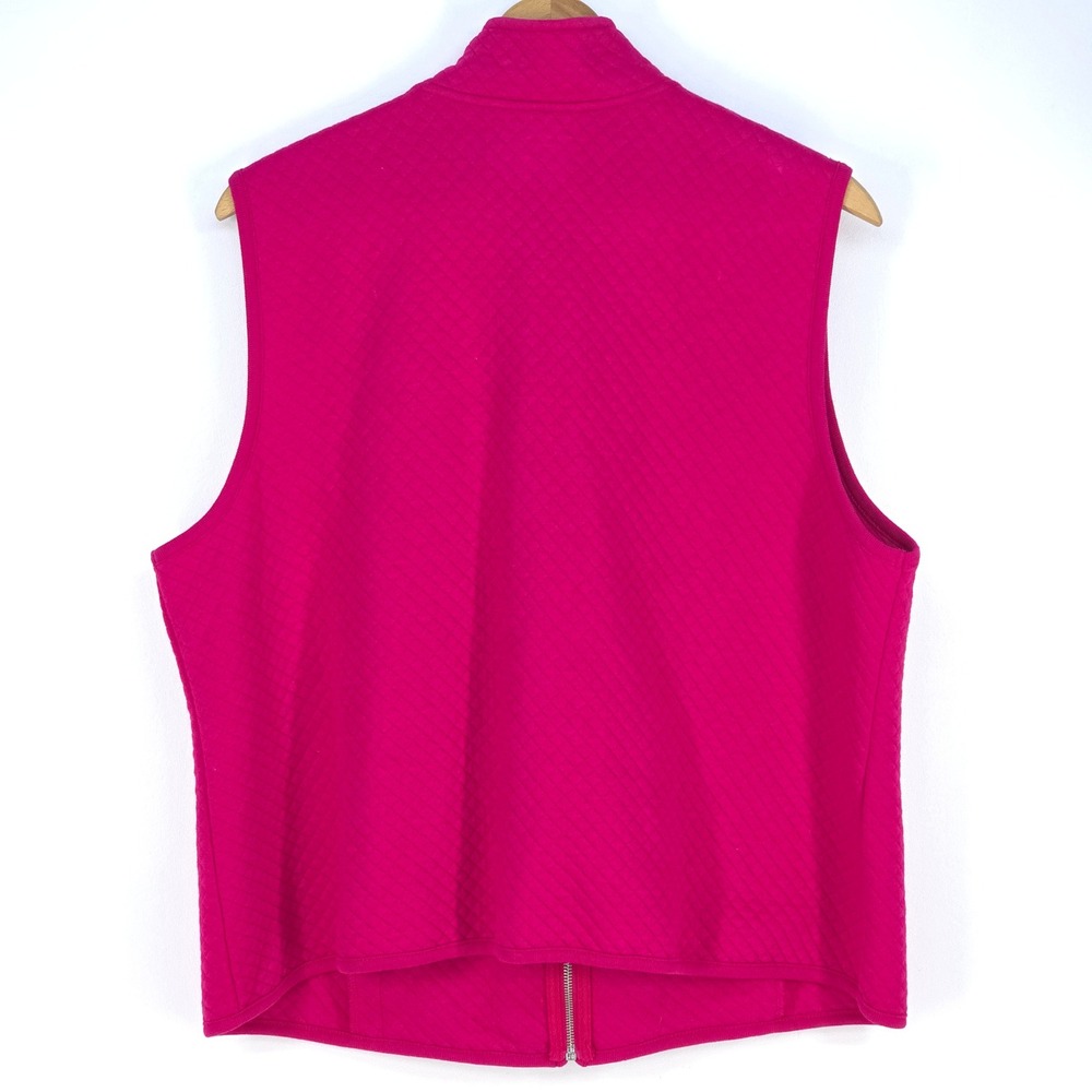 Karen Scott Sport Quilted Full Zip Vest Woman 2X Pink Barbiecore Athleisure Cozy - Picture 3 of 16